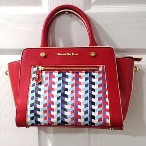Samantha Vega Red Tricolor Convertible 2-Way Handbag Shoulder Bag